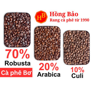 Cà phê 70% Robusta Đắk Lắk, 20% Arabica Cầu Đất, 10% Culi có Bơ giá Sỉ -1kg
