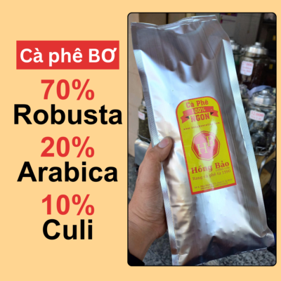 Cà phê 70% Robusta Đắk Lắk, 20% Arabica Cầu Đất, 10% Culi có Bơ giá Sỉ