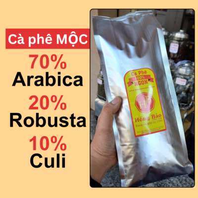 Cà phê 70% Arabica Cầu Đất, 20% Robusta Đắk Lắk, 10% Culi Mộc giá Sỉ